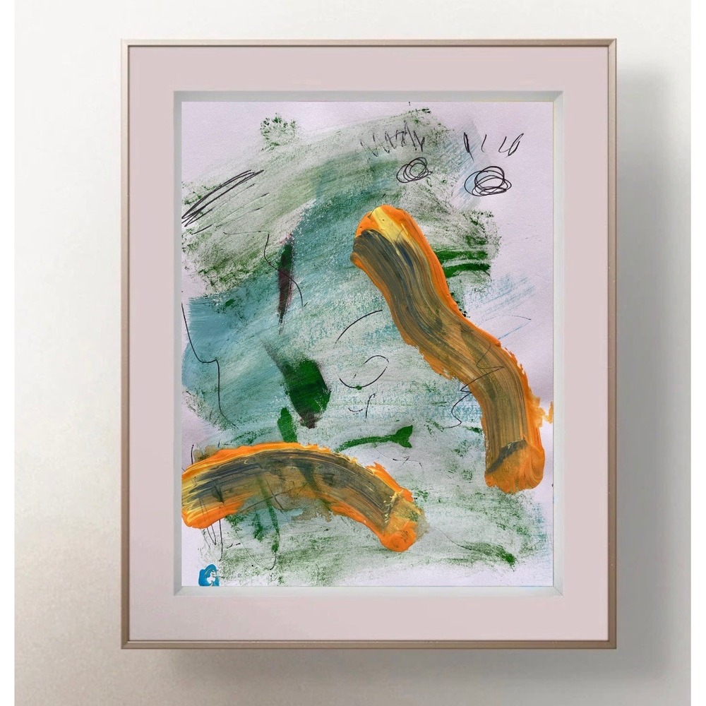 Oman Gestural Abstract Painting Contemporary Fine Art Neo Expressionism 8.5x11